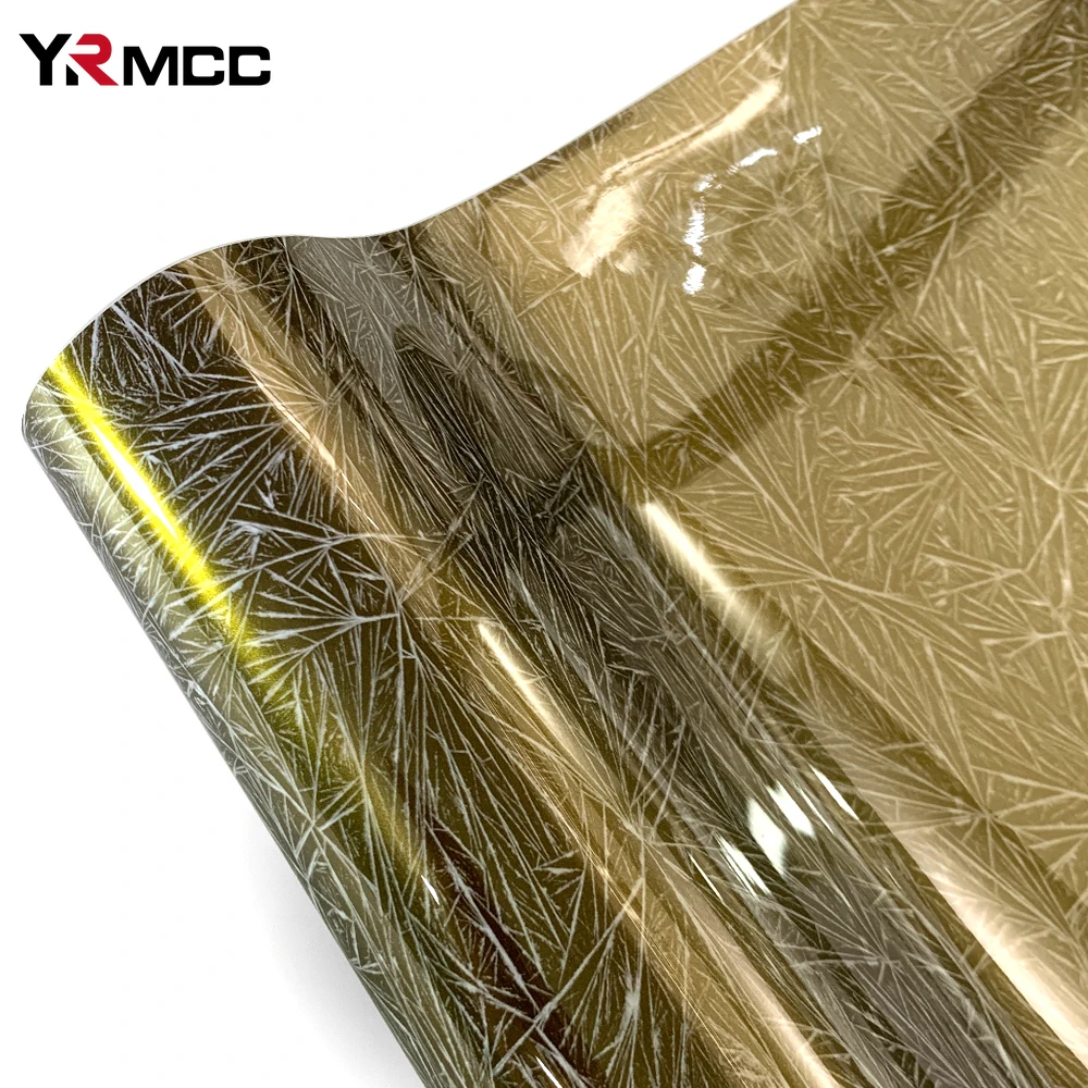 Vinyl Car Wrap Glossy Gold Ice Crack Auto Body Film Anti-Scratch Air-release Technology Furniture Decoration Stickers for Cars