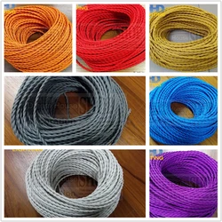 10m/lot Antique Cloth Covered Electrical Cord Vintage Fabric braided Lamp cable Retro Pendant lamp Wire 2*0.75MM