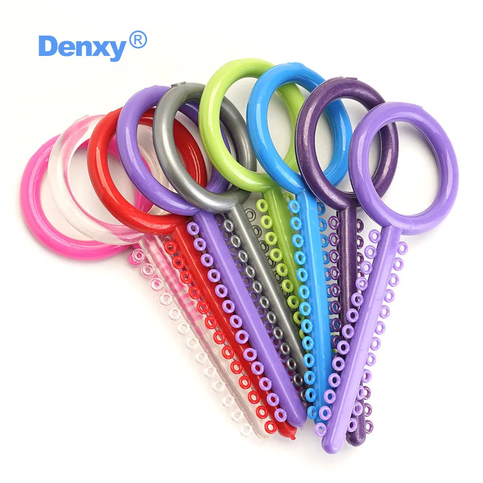 Denxy 1040 pcs/Box Orthodontic Elastics Dental Elastomeric Ligature Ties Rubber Band Teeth O Ring for Dentist Brackets Braces