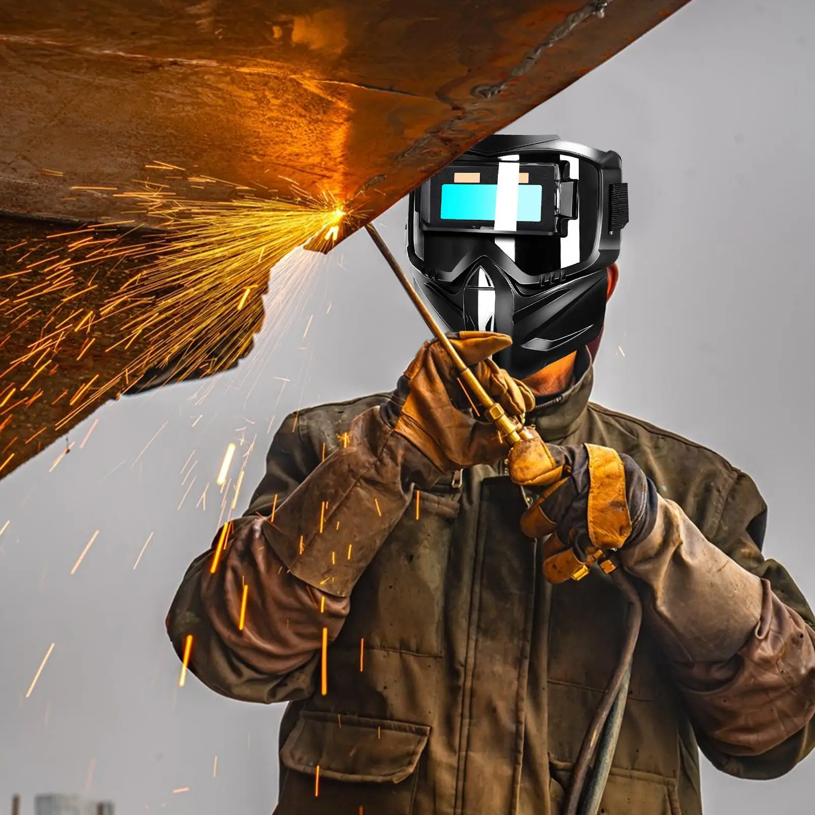 

Welding Helmet Auto Darkening Welding Face Cover Soldering Protective Hood For Pipe Fitters Construction Site Sculpture Projects