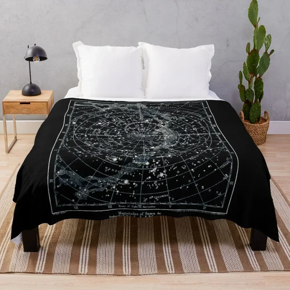 

STAR CONSTELLATIONS : Vintage 1900 Galaxy Chart Map Throw Blanket Breathable Lightweight Blanket for Adults Kids
