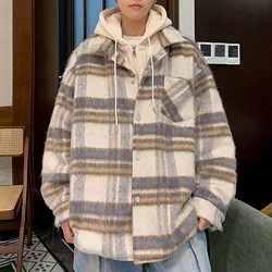 Men Hooded Cotton Coat Windproof Hooded Jackets for Men Thickened Cotton Outwear with Fake Two-piece Design Multiple for Men