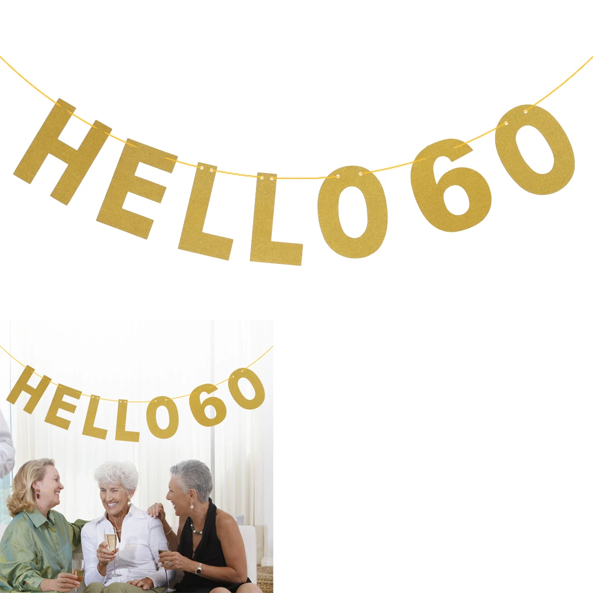 

5M Paper Lace Birthday Party Banners Hanging Decorations Glitter Powder Flags 50th Hello Gold Personalized