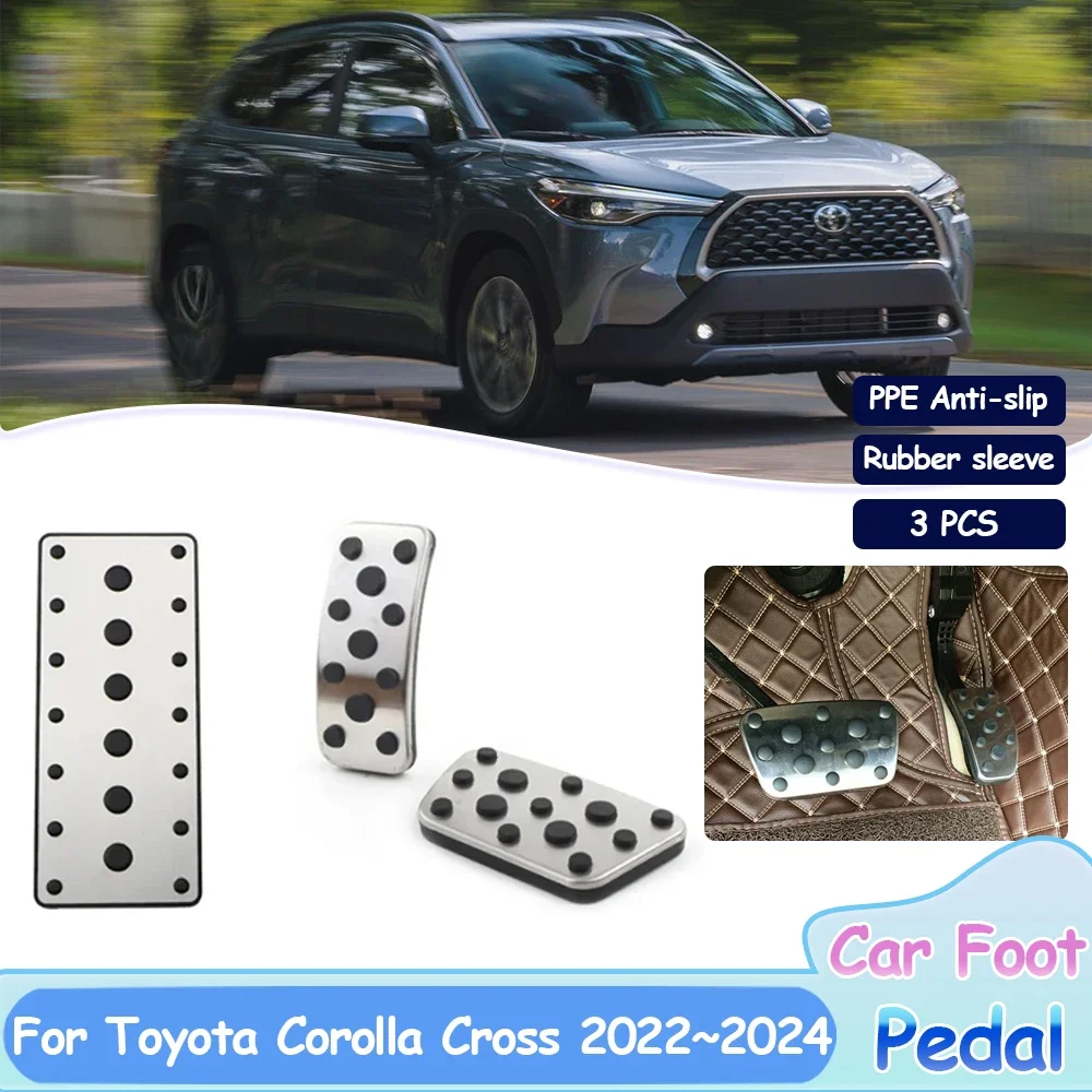 Brake Foot Pedals for Toyota Corolla Cross XG10 Hybrid 2022 2023 2024 Car Stainless Steel Accelerator Rest Pedal Pads Acessories