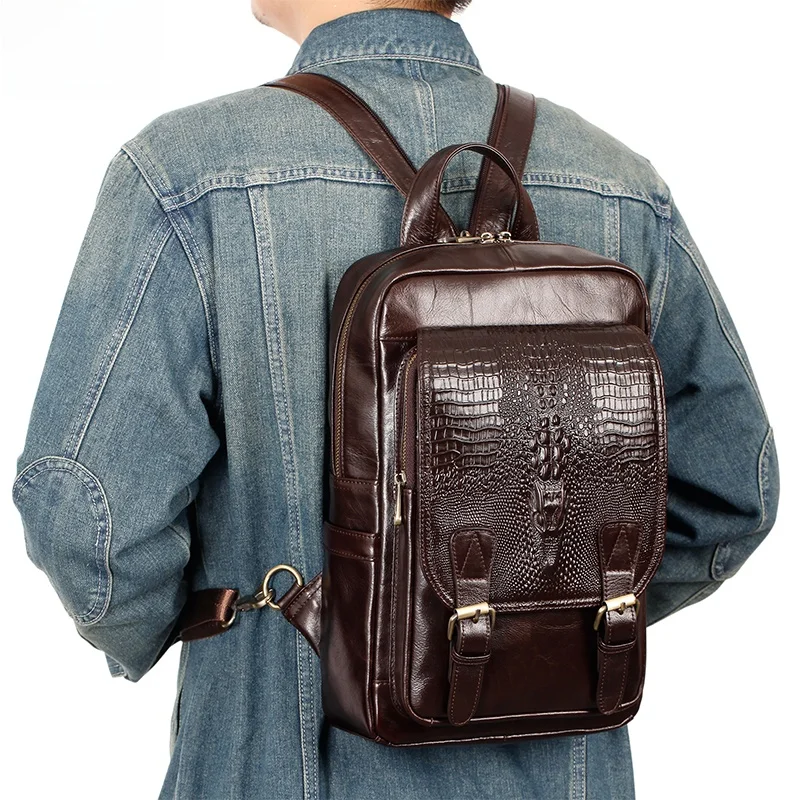 Men's Large Capacity Crossbody Bag Fashionable Multi-Functional Retro Chest Bag Leisure Double Shoulder Bag with Main Compart...