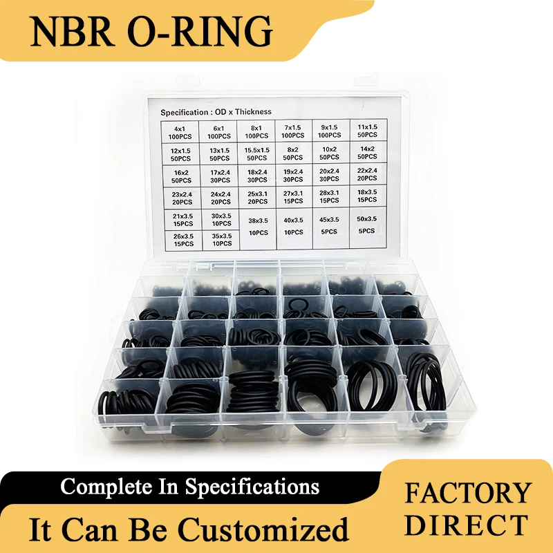 

NBR 1225pcs NBR O-ring set nitrile rubber black O-ring oil-resistant, wear-resistant and waterproof NBR ORing sealing