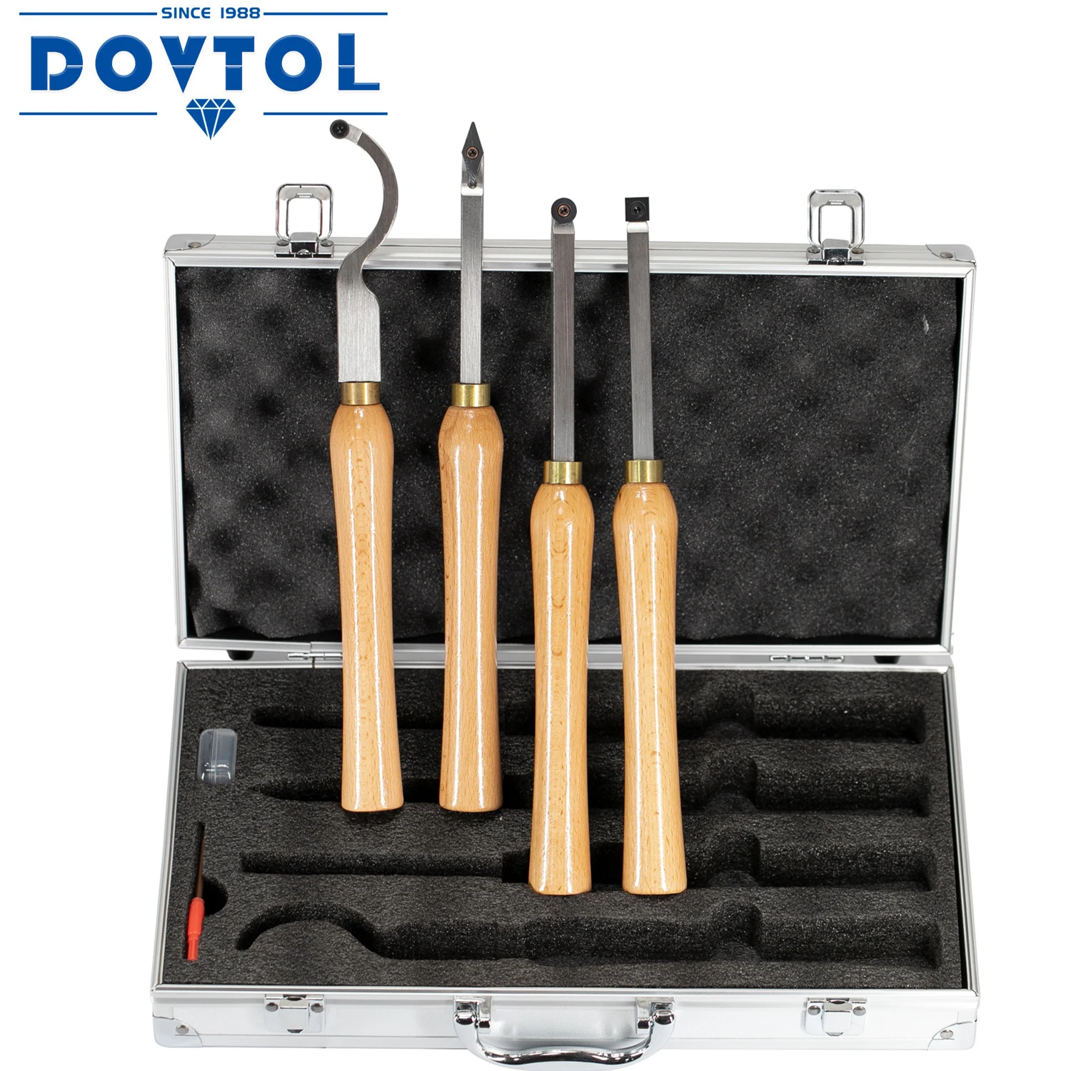 Mini Carbide Tipped Wood Lathe Turning tools Combo set Rougher Detailer Finisher Hollower with Carbide Cutters Inserts 4pcs