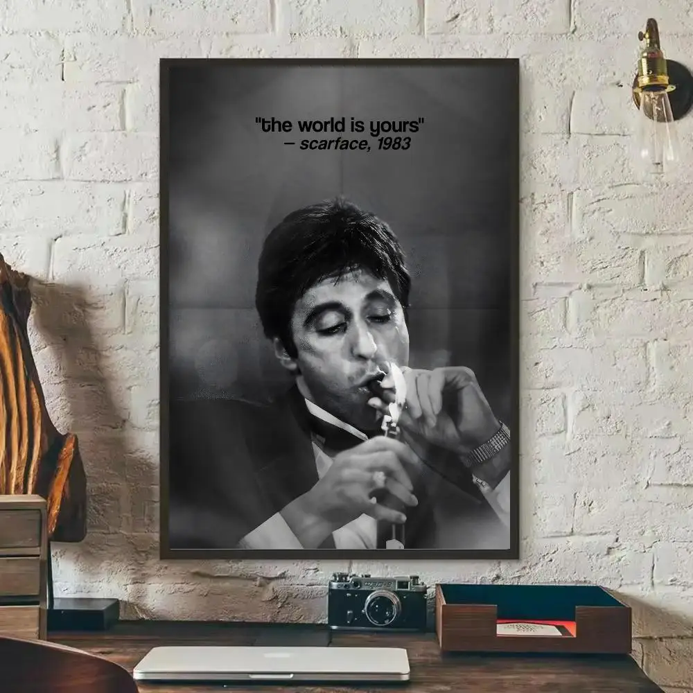T-The World Is Yours-s Scarface Poster HD Wall Art Print,Self-adhesive Poster Sticker,Aesthetic Home Decor