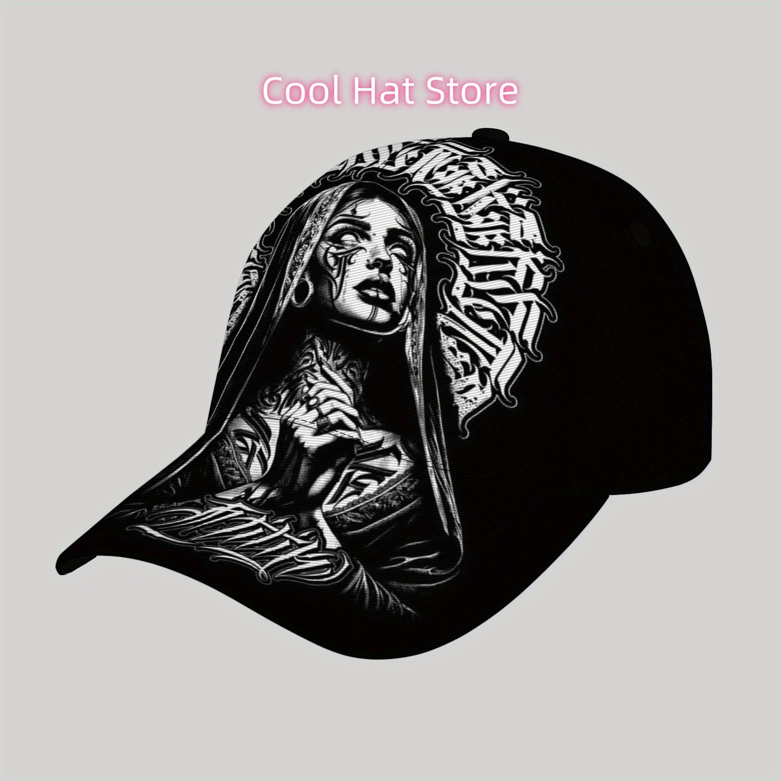 Men's Adjustable Breathable Baseball Cap with Tattoo Design - Lightweight Sun Hat Suitable for Beach, Outdoor, Fishing & Vacatio