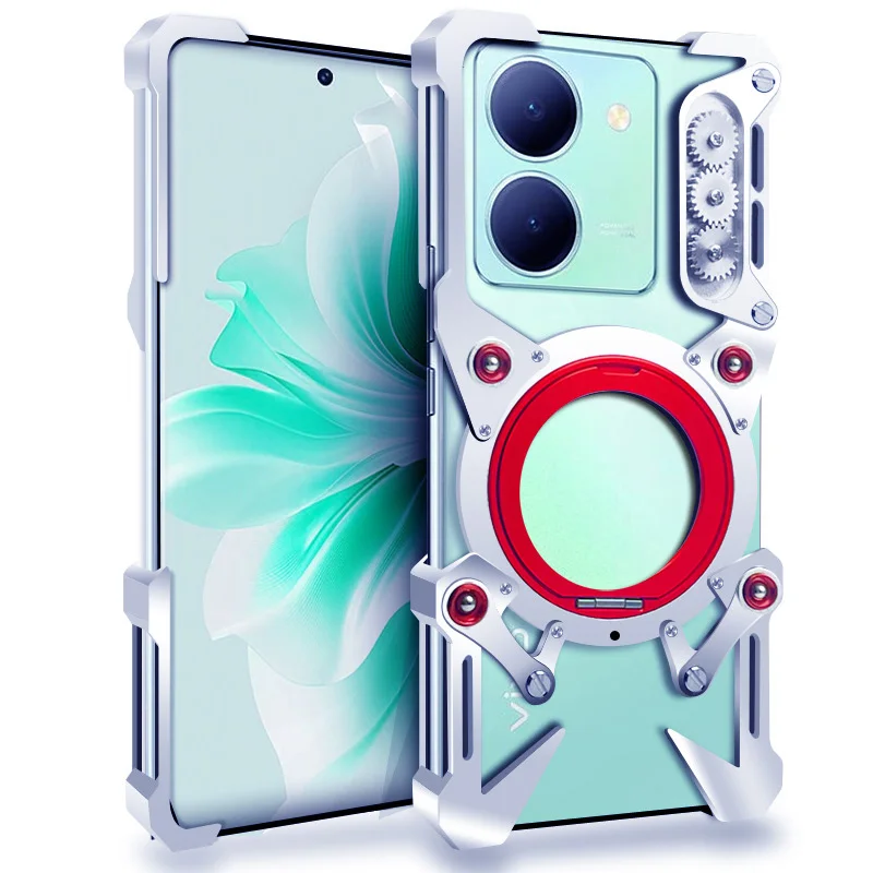 

Zimon Luxury Armor Metal Aluminum Phone Case For Oneplus Turbo 6 6V Nord 5 CE5 Cover Mechanical Purely Handmade Skull Bumper