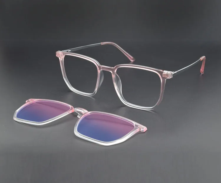 Transparente Brille Magnet Sonnenbrille Clip gespiegelt Magnet clip auf Brille rosa Rezept Myopie Brille Rahmen lila – Detail 23