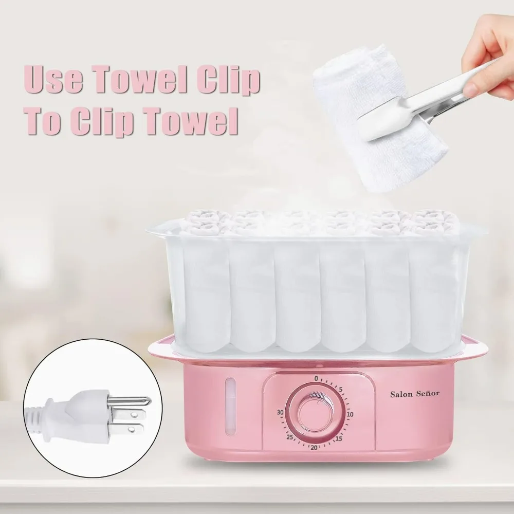 Vaporizador de toallas rosa, calentador de toallas con calentamiento rápido en 5 minutos, temporizador de apagado automático, vaporizador de toallas de Spa para uso Personal en el hogar