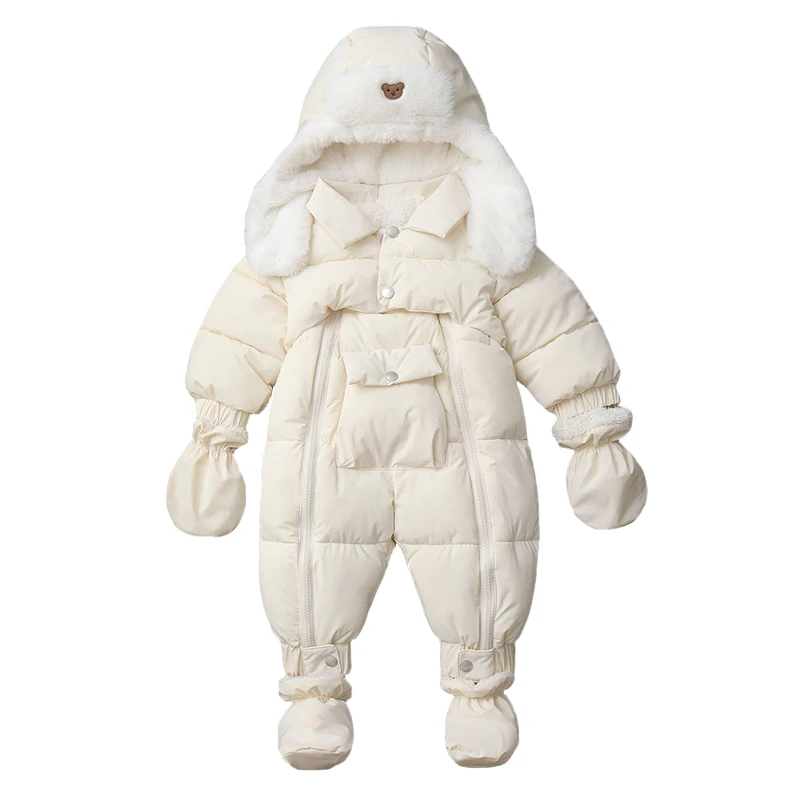 Newborn Baby Snowsuit 2025 Winter New Thicken Infant Oneies Suit Include Hat, Gloves, Foot cover Warm Children Set 0-18Months