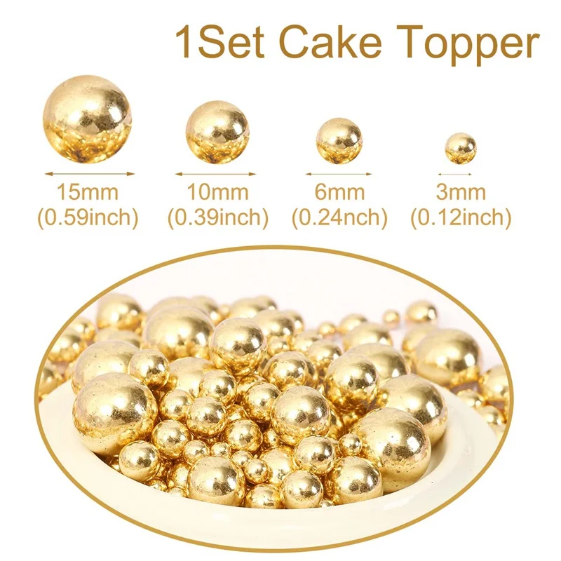 85g Mini Gold Ball Kuchen Topper Kuchen Dekorationen für Cupcakes Kuchen Eis Weihnachten Geburtstag Baby Dusche Hochzeit Dekorationen – Detail 5