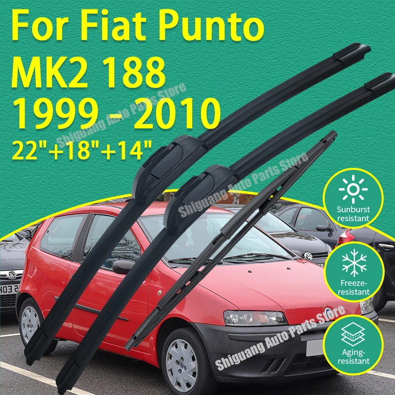 Limpadores de Para-brisa Dianteiros e Traseiros com Revestimento de Silicone para Fiat Punto MK2 188 1999 - 2010 Acessórios para Limpadores de Para-brisa 2009