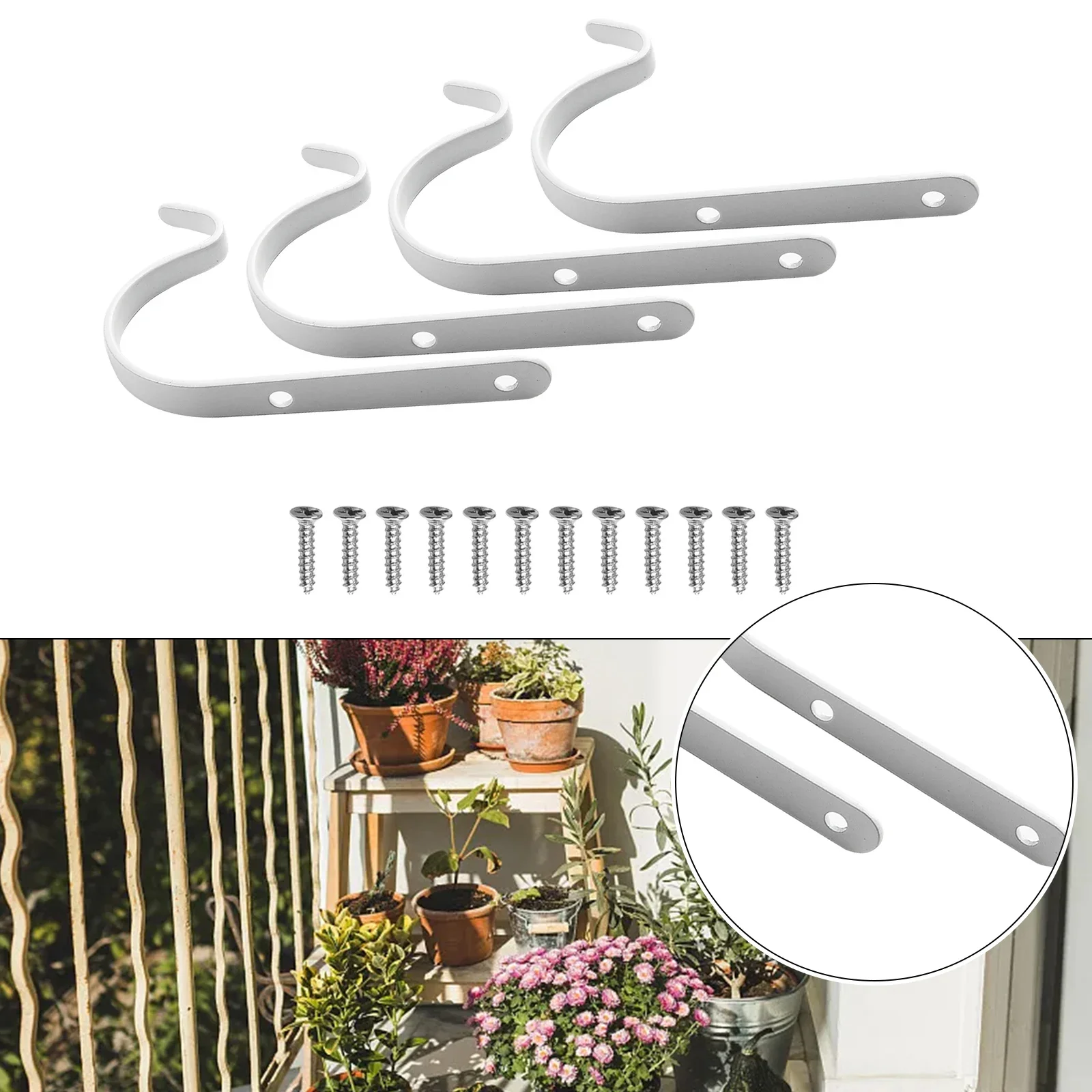 4PCS Iron Hook Metal Hanging Wall Organizer Plant Curved Bracket Hook For Lanterns Flower Pot Bird Feeder Holiday Decor