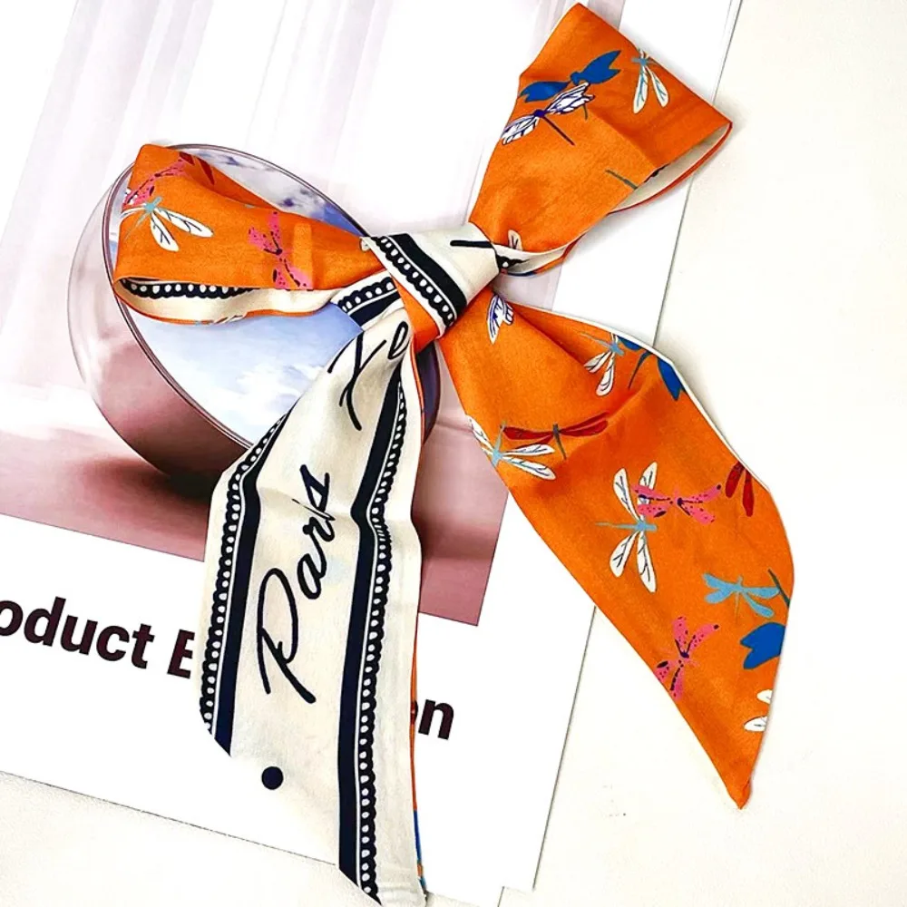 Elegant Camellia Ribbon Silk Scarves Colorful Plain Weave Scarf Neckerchief Mid-Autumn Festival Gift Box Decor