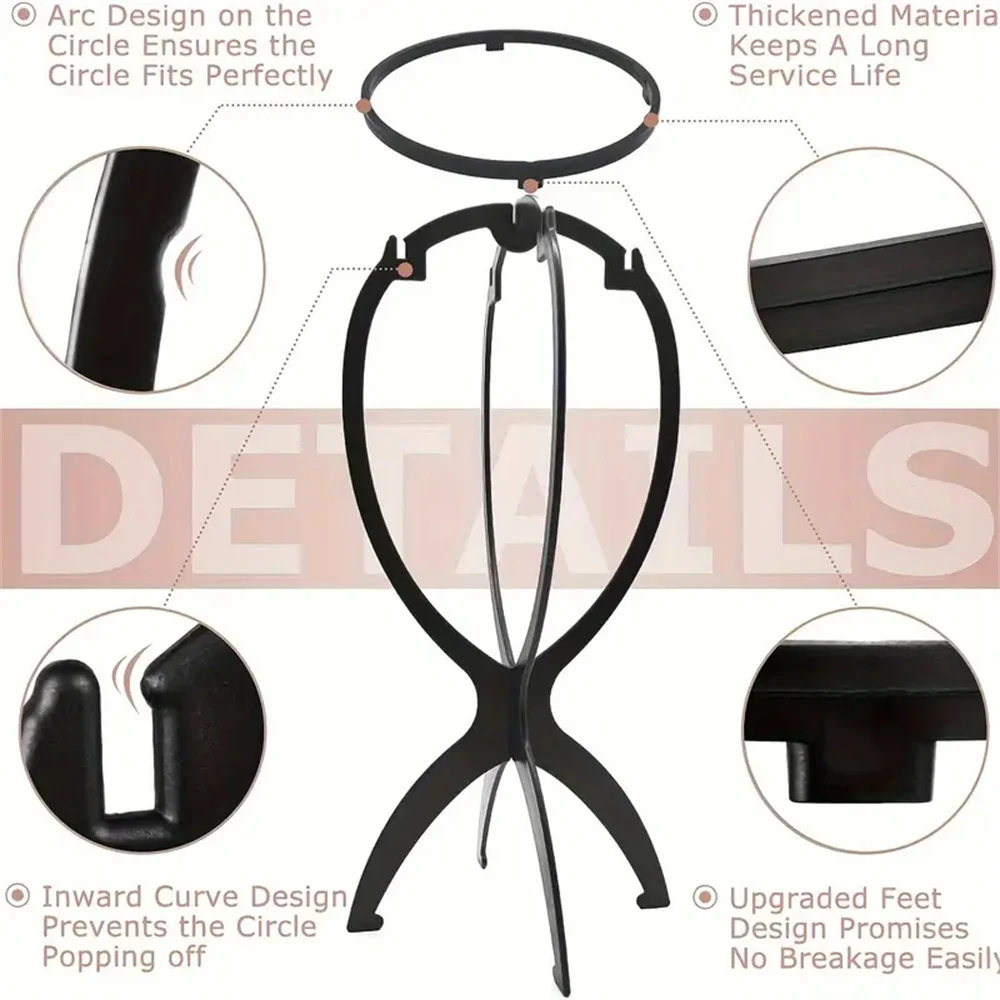 3 قطعة حامل شعر مستعار ثابت حامل هيربيسي قابل للطي لجميع الباروكات والقبعات عرض أداة التصميم للتدريب على قص الشعر والاستخدام المنزلي #2