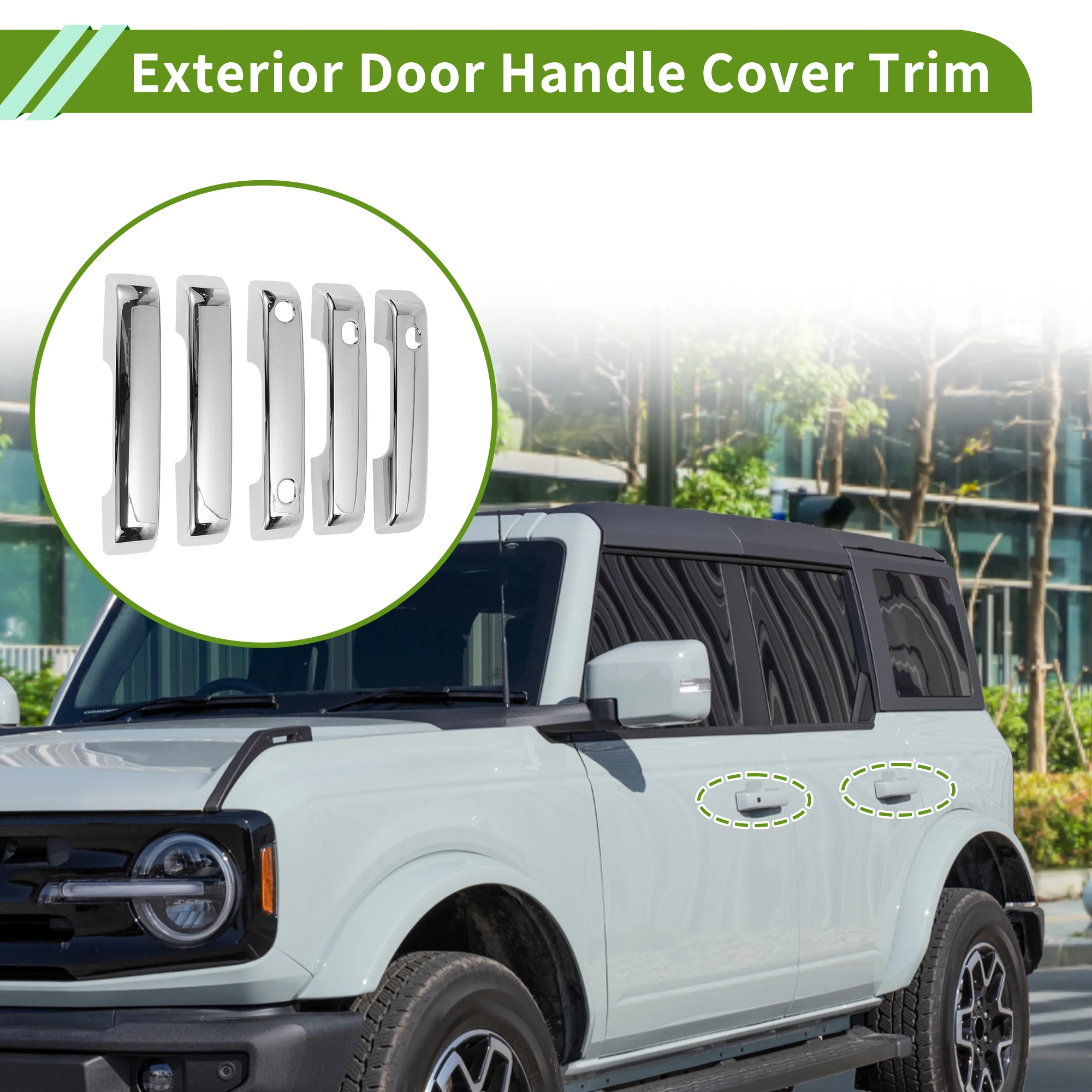 

UXCELL Exterior Door Handle Cover Trim for Ford Bronco 21-25 Electroplated Silver Tone