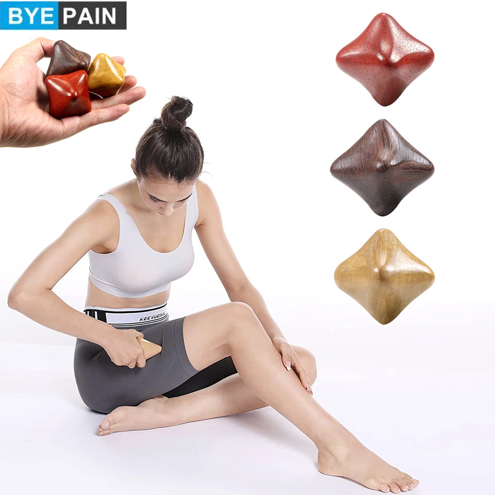 BYEPAIN Wooden Spiky Massager Balls 5.5cm for for Foot, Back, Muscles, Plantar Fasciitis, Trigger Point Therapy, Exercise, Yoga