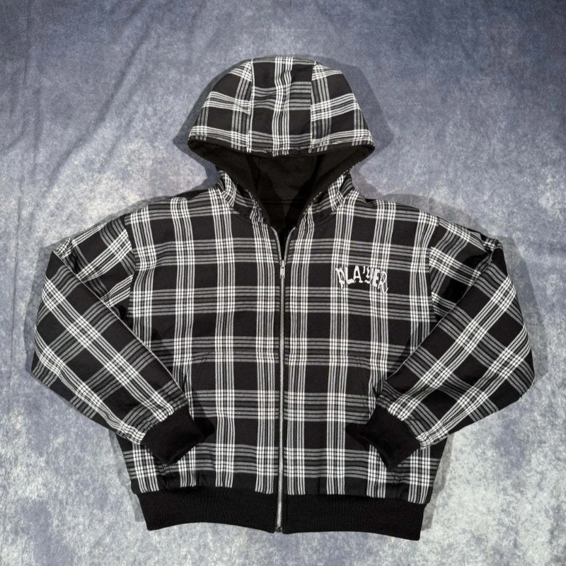 Ins Harajuku Kapuzenpullover Frühling/Herbst Neuer Stil Trendige Marke Lässige Vielseitige Arbeitskleidung Kariert Unisex