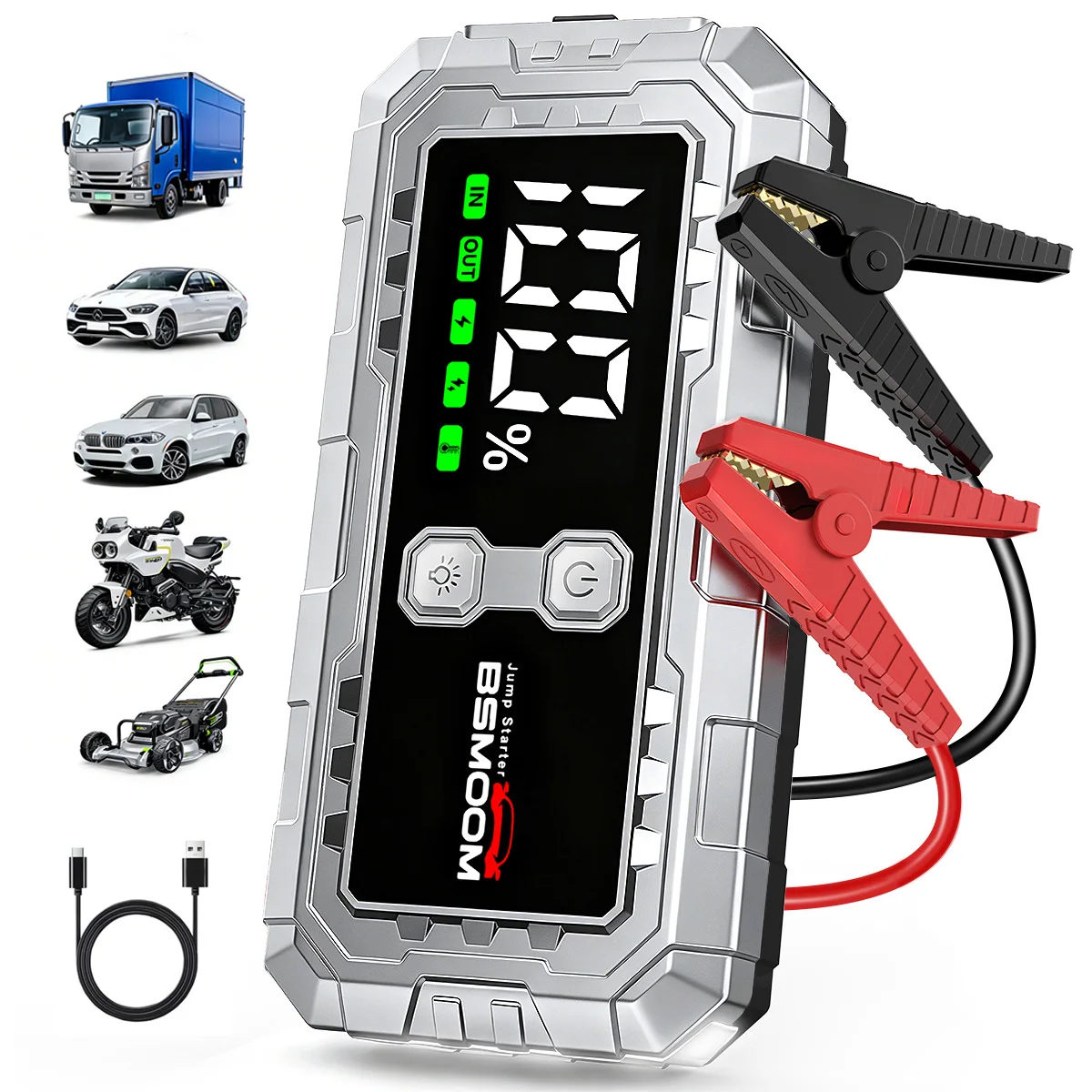 Car Jump Starter Power Bank  Emergency Battery Booster Power Bank Start Power Bank Booster for 12V Gas and Diesel Vehicles
