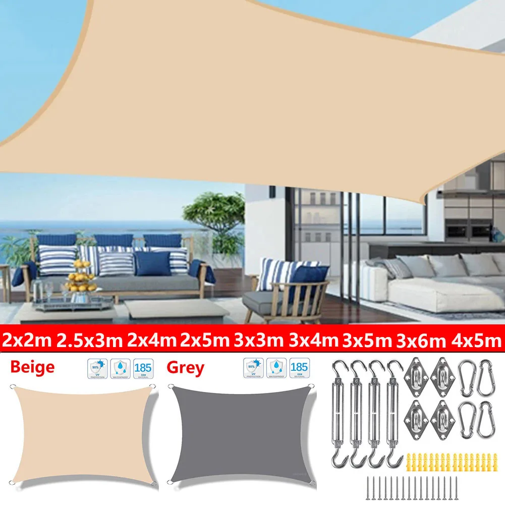 

Outdoor Awnings Waterproof Sun Shade Sail Garden Canopi For Terrace Car Canvas Awning Rectangle Pool Sun-Shelter Sunshade Sail