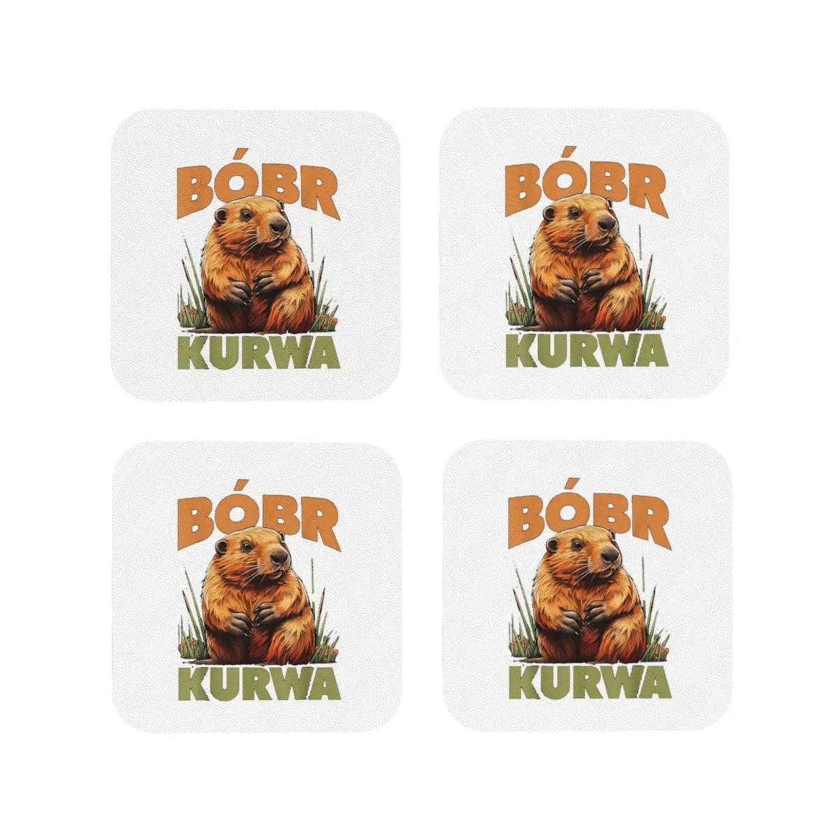 Bober Bbr Beaver Coasters Kitchen Placemats Waterproof Insulation Cup Coffee Mats For Decor Home Tableware Pads Set of 4