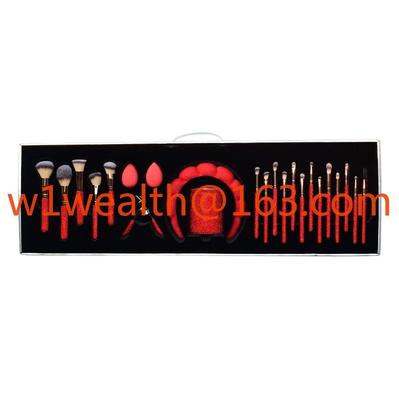 Makeup Brush Set Rhinestone Makeup Brush Set Eye Shadow Opp Bag Synthetic Hair Lipstick Set