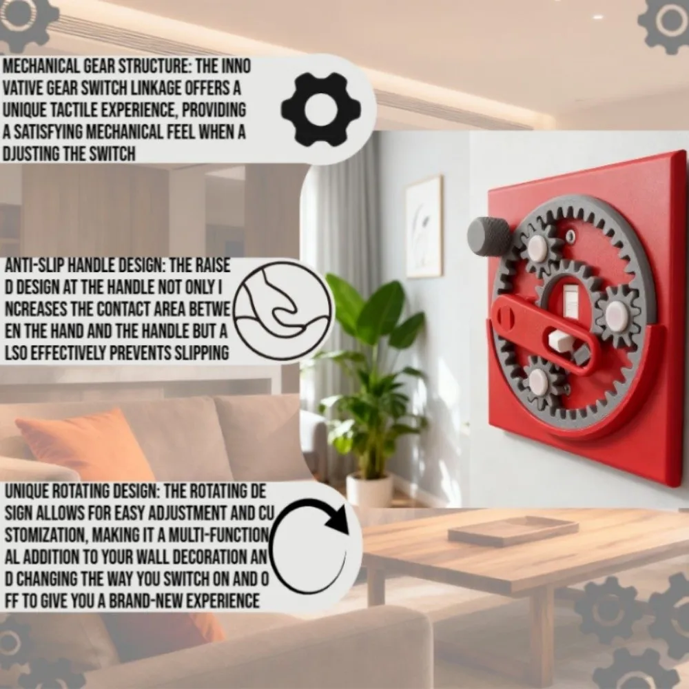 Creative Light Switch Guard Covers 3D Printed Removable Gear-shaped Switch Cover Waterproof Decorative Switch Frame Cover