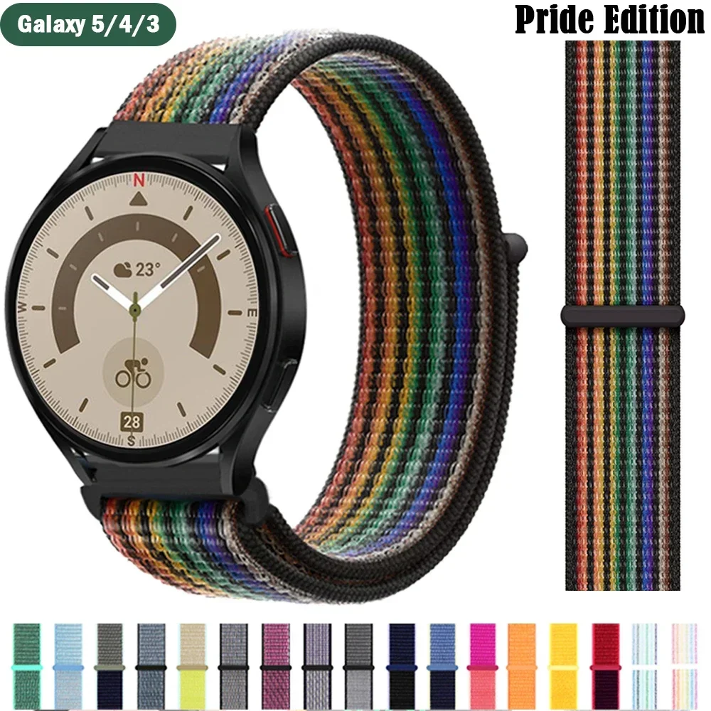 サムスンギャラクシーウォッチ用ナイロンループブレスレット、ナイロンストラップ、サムスンギャラクシー5用バンド、4、3、クラシック、アクティブ2、40mm、Amazfit Bip Gts、gtr 2、3 pro、20mm、22mm