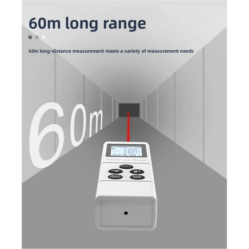 Mini Laser Rangefinder 60m, 1mm Precision 0.1S Fast Measure, 10 Functions (Area/Volume) + Electronic Level, 43g Ultra-Light