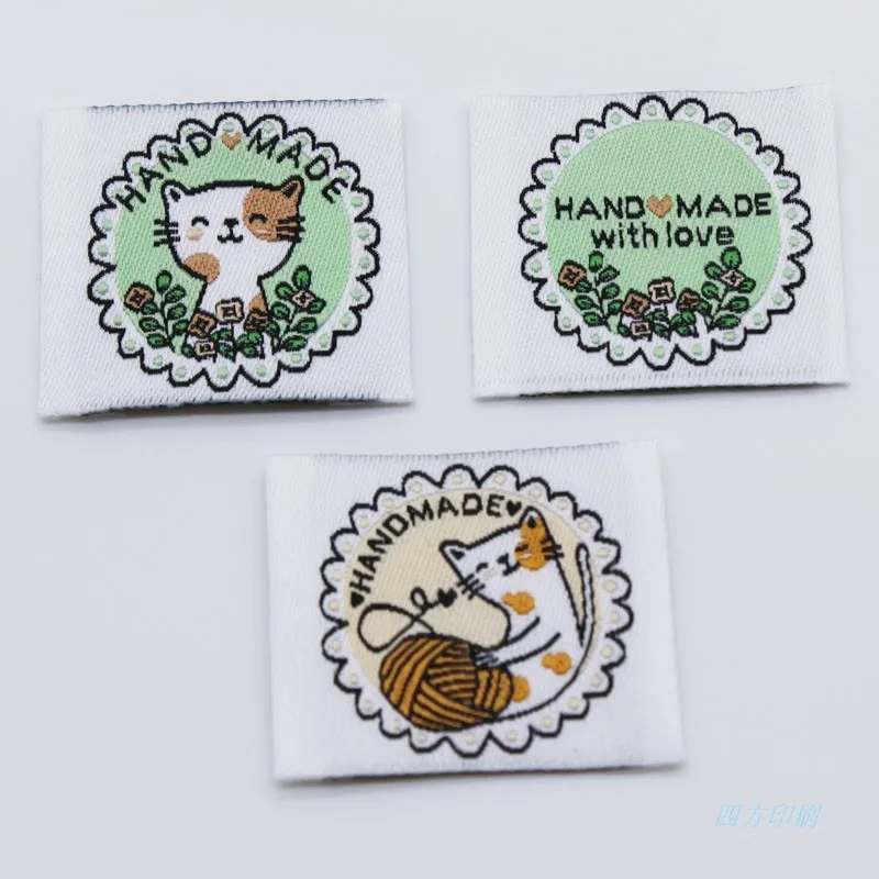 

Красочные кошки ручной работы, тканые этикетки, бирки для ухода за одеждой для детской одежды | Брендовые этикетки Iron-On/Sew On Name | Готов к отправке