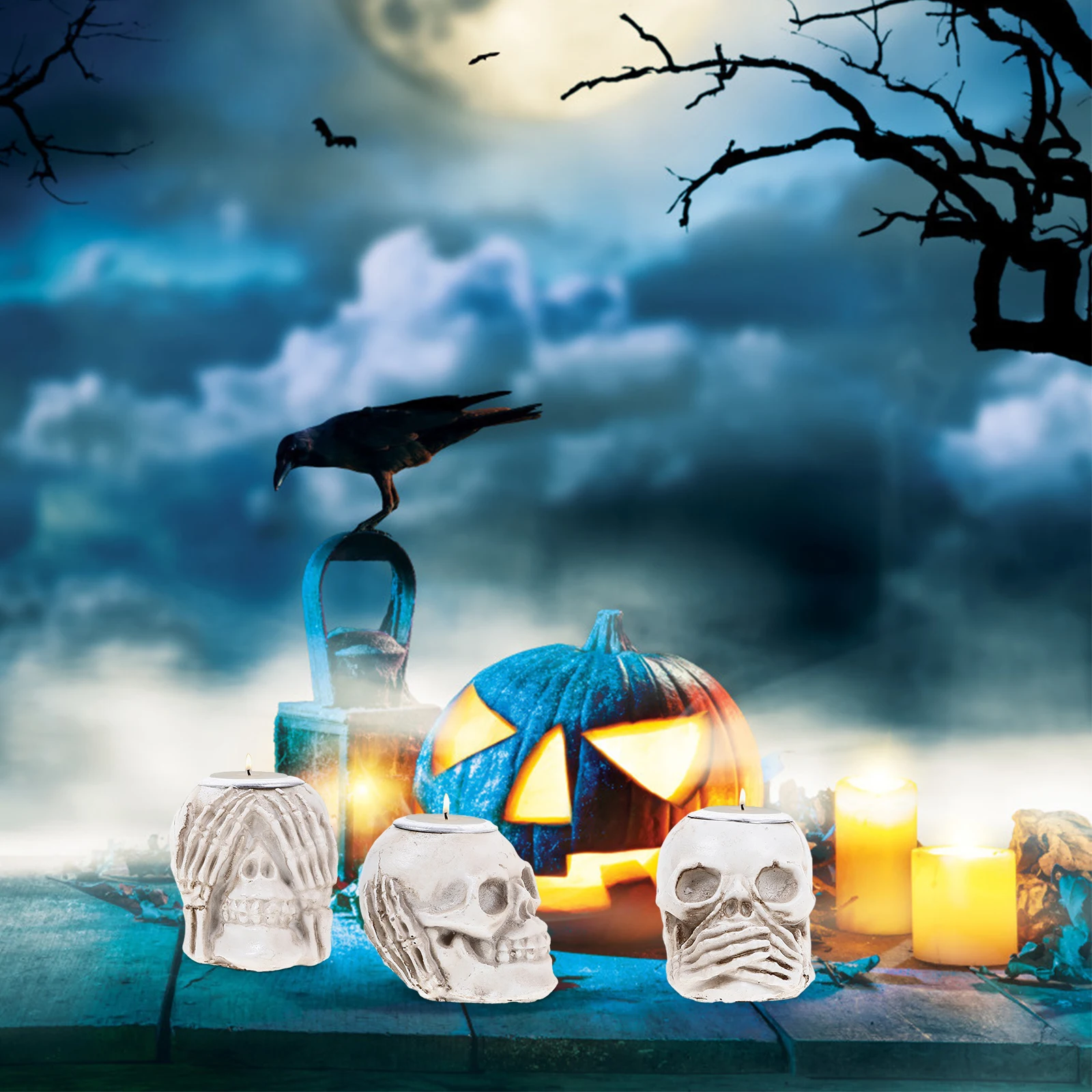 

Halloween Party Decoration Skull Candlestick Holder Table Centerpieces Props Decorations