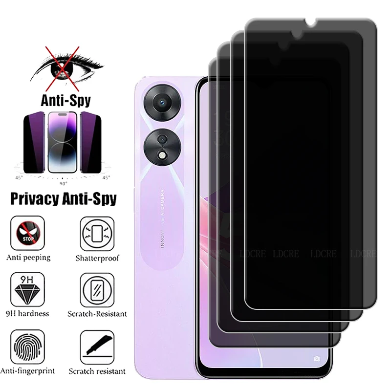 4Pcs For OPPO A78 5G Glass For OPPO A78 A 78 5G Screen Protector Protective Anti-Glare Privacy Anti-Spy Tempered Glass OPPO A78