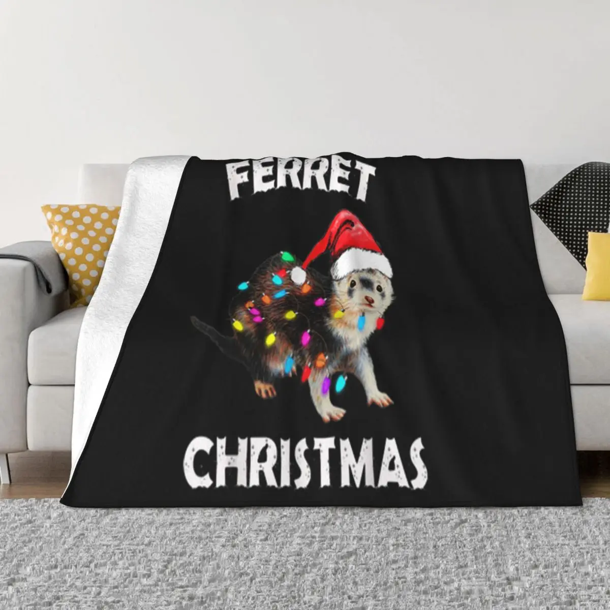 Premium Ferret Christmas Ugly Xmas Gifts For Girls Women Goth Hot Sale Good Quality Logo Throw Blanket