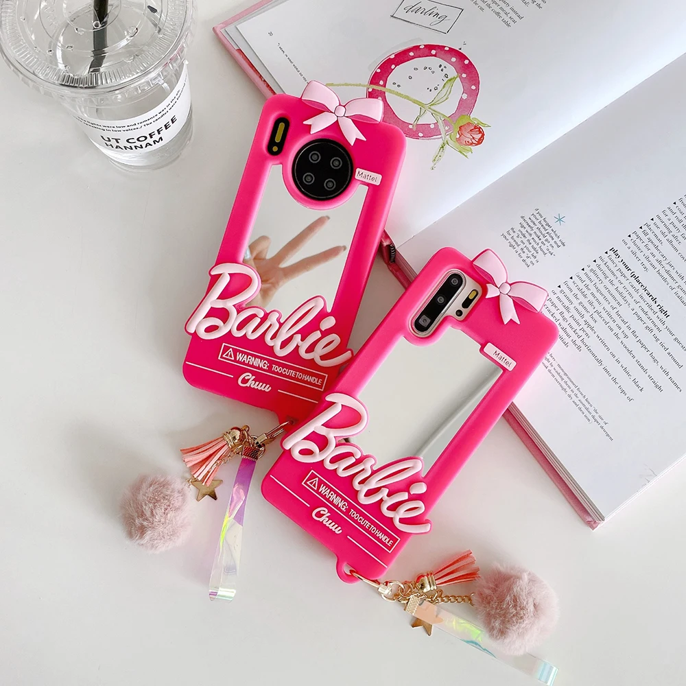 Cartoon Cute Barbi Theme Phone Case for Iphone 14 13 12 11 Promax Plus X Xsmax Mini Kawaii Silicone Soft Shell with Mirror