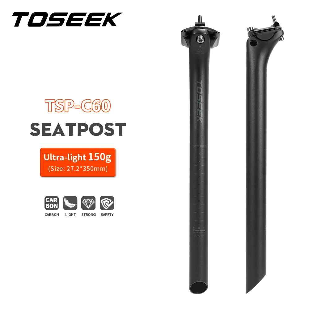 

TOSEEK C60 Carbon Seatpost Light Weight 27.2 31.6mm Length 400mm Matte Black MTB Road Bike Seat Post Seat Tube Bicycle Parts