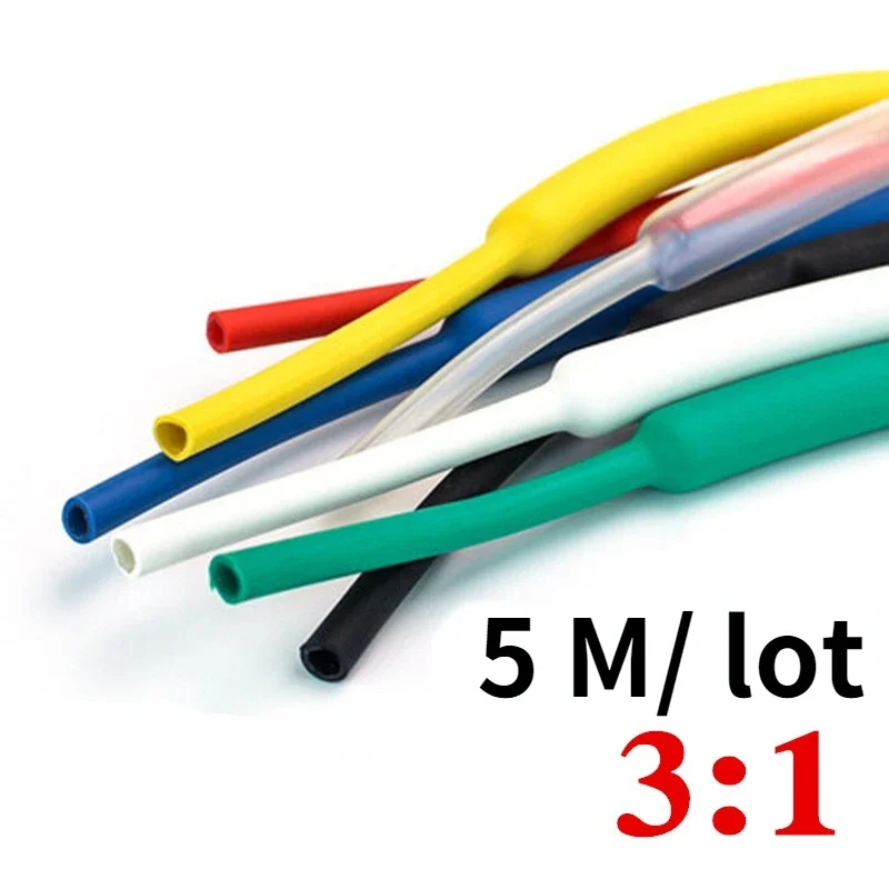 1M/lots 3:1 Heat Shrink Tube with Glue Dual Wall Tubing Diameter 1.6/2.4/3.2/4.8/6.4/7.9/9.5/12.7mm Adhesive Lined Sleeve Wrap