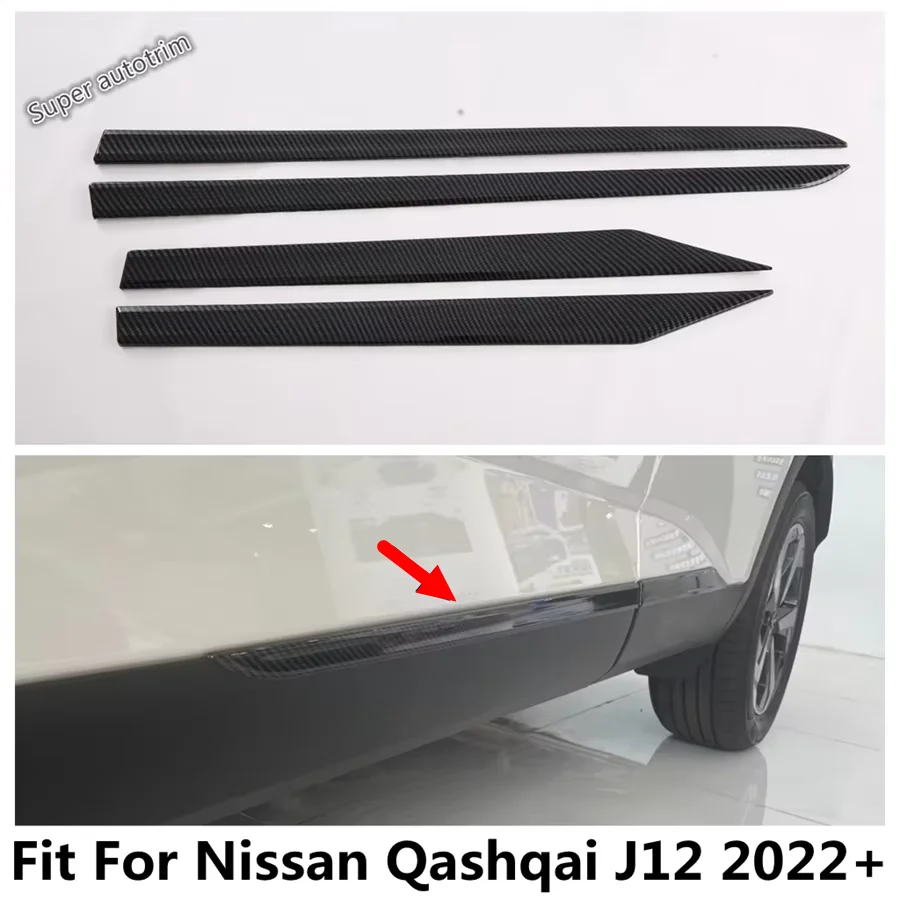 

Car Side Door Body Panel Strip Decoration Protection Cover Trim ABS Carbon Fiber Accessories For Nissan Qashqai J12 2022 - 2024