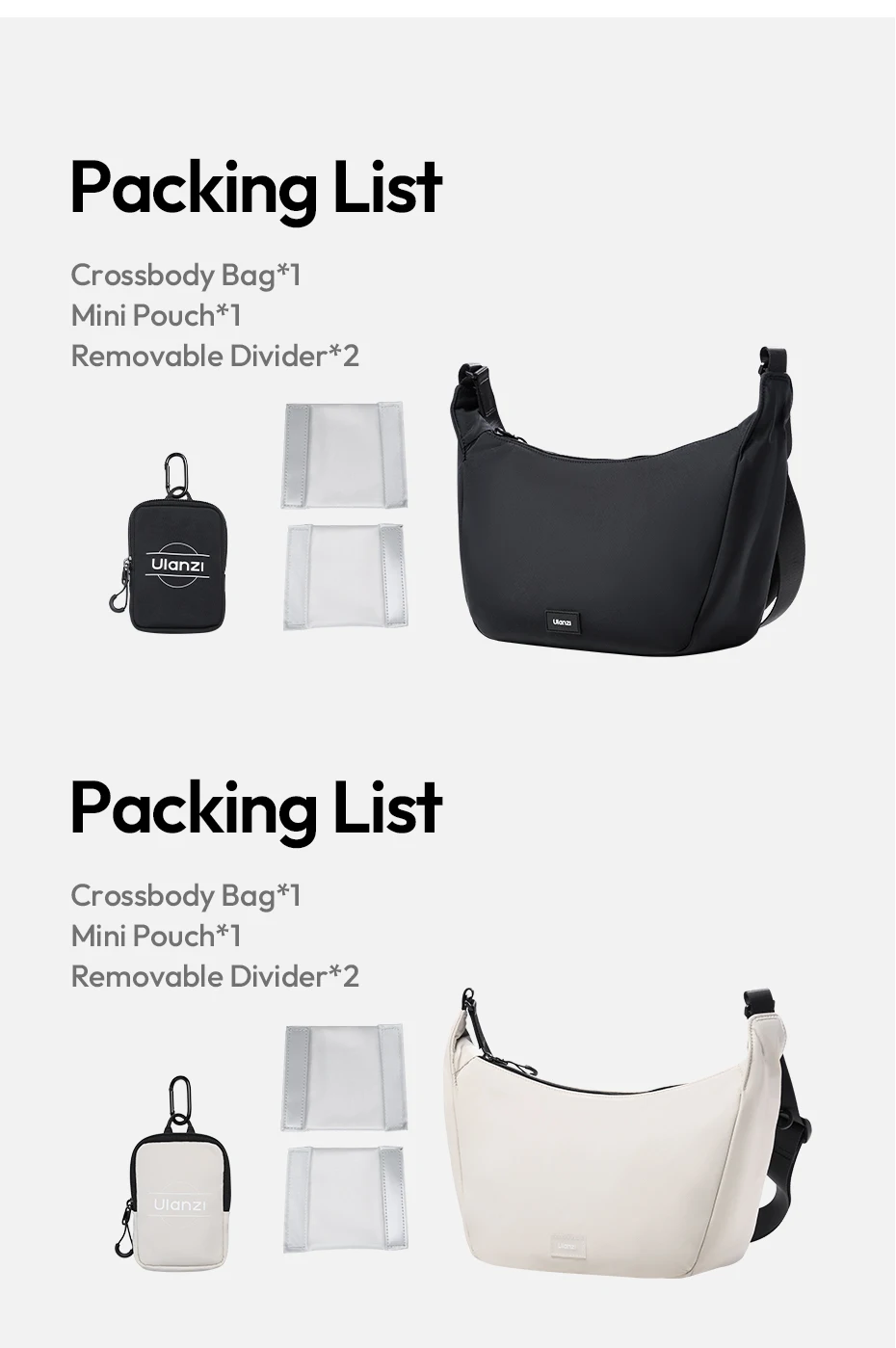 Ulanzi HMN1Lunar Sling Bag Reise-Schultertasche mit Trennwand, verstellbarer Riemen, Umhängetasche für Straßenfotografie, tägliches Pendeln – Detail 14
