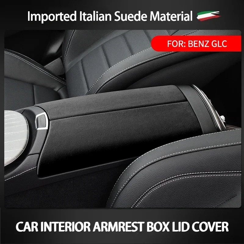 

Alcan tara Suede For Mercedes Benz X253 C253 GLC Class AMG 43 63 2016-Present Armrest Box Lid Cover Retrofit Car Accessories