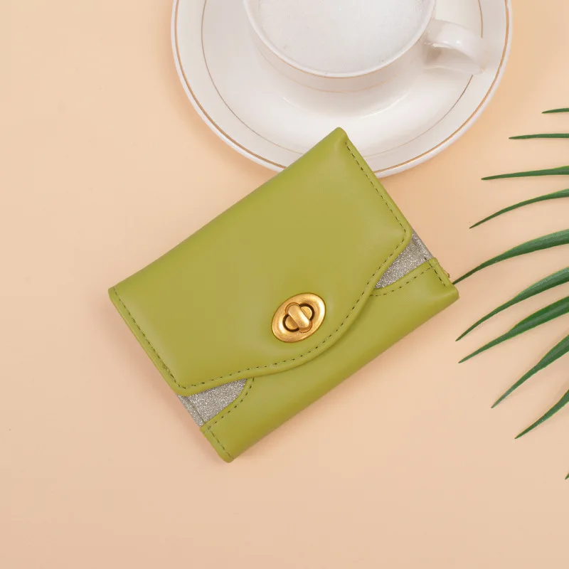 New Short Wallet Trifold Women's Card Holder Wallet Niche Ins Style Solid Color Short ID Holders Purse Student Coin Wallet
