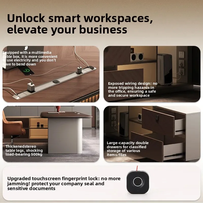 High-end Executive Desk, Thickened Board Material with Nano-vacuum Forming Process, Fingerprint Lock for Use in The CEO's Office