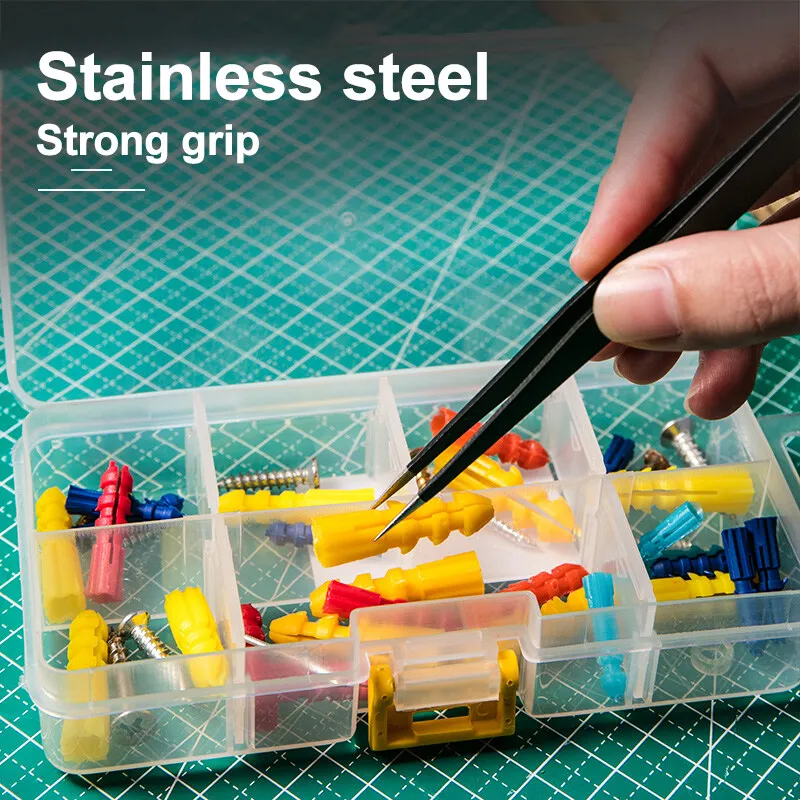 Deli 3PCS Tweezers Set Upgraded Stainless Steel of Tweezers for Electronics,Soldering,Laboratory Work,Jewelry-Making,Model,Craft