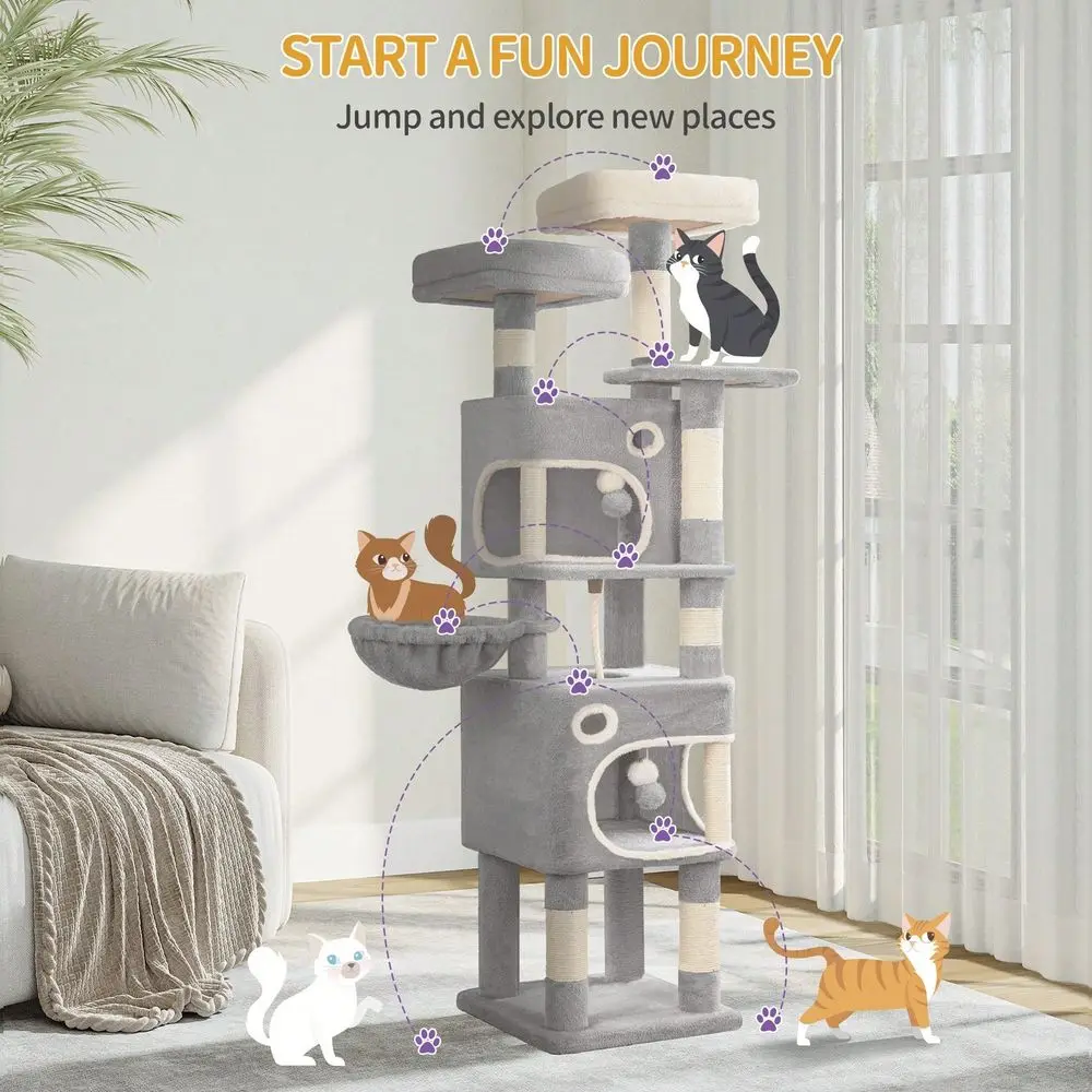 

Cat Tree Rascadores Para Gatos Cat Supplies 62.6 Cat Tree, MultiLevel Cats Condo With 8 Ching Posts, Cat Tower For Indoor Cats,
