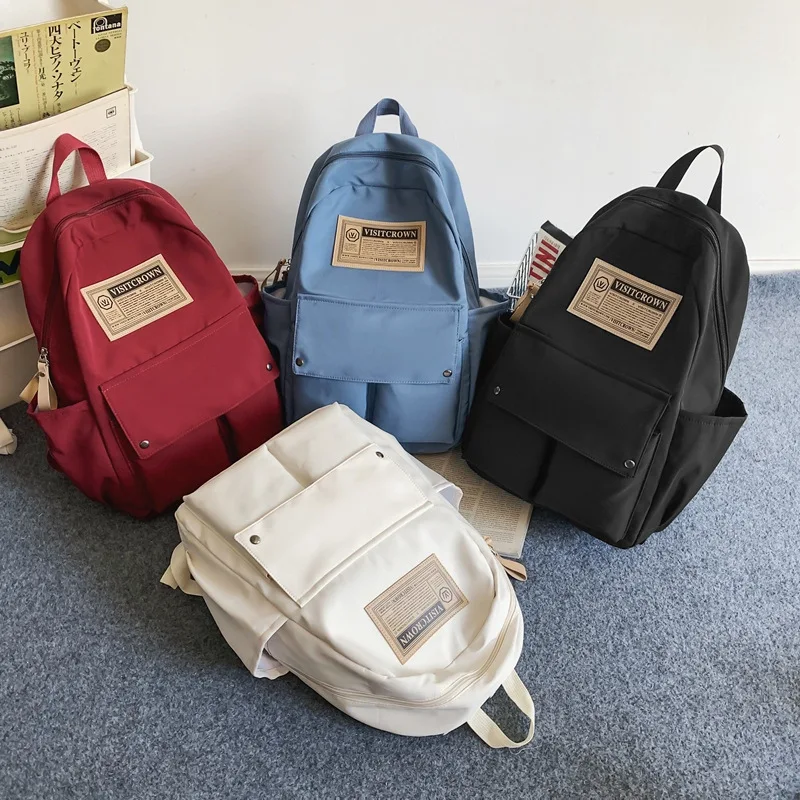 Simple Pure Solid Color Backpack 2023 Fashion Trendy Ins School Bag Junior High School Student Travel Mochilas Shoulder Bag