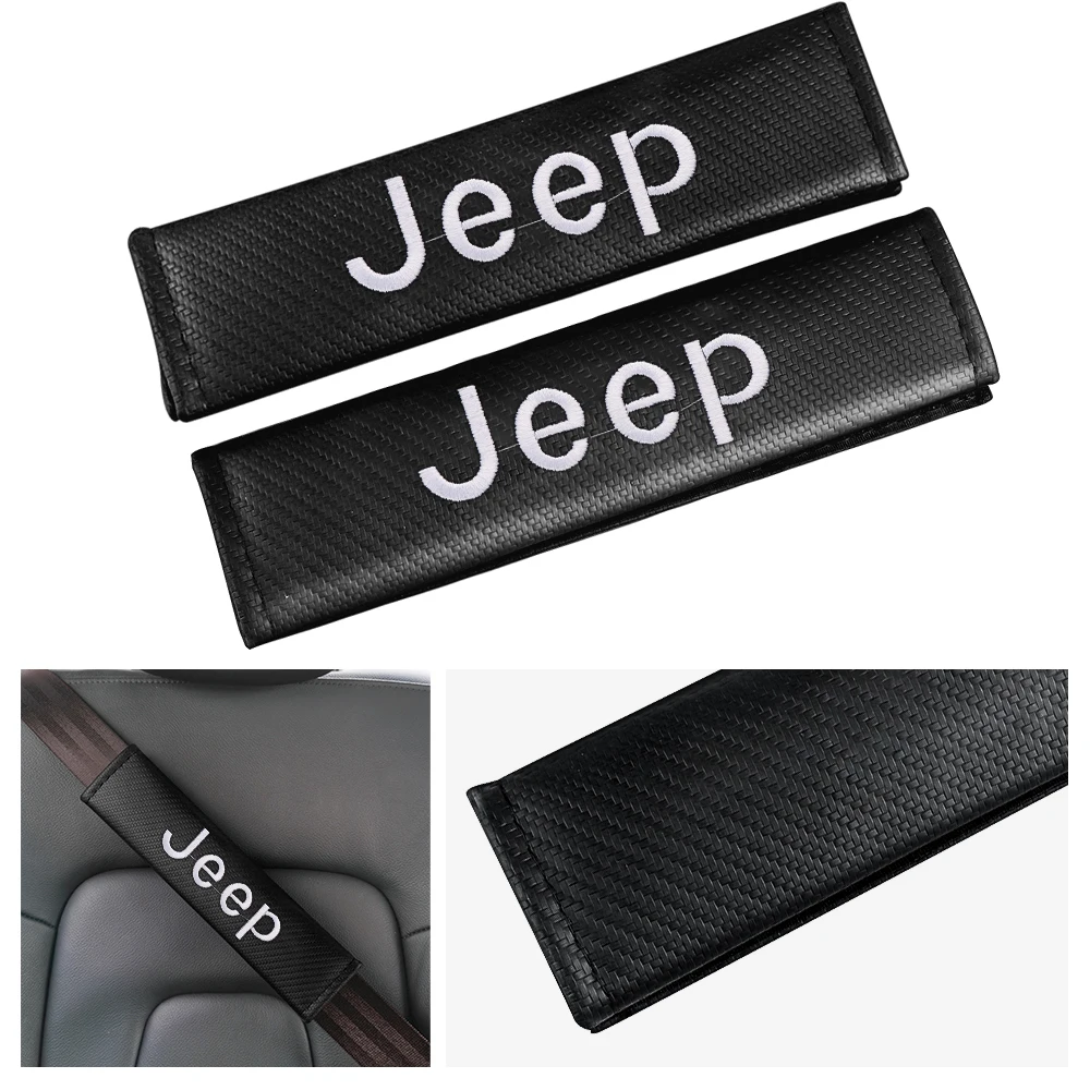 

1/2 шт., накладки на автомобильные ремни безопасности, мягкие ремни из углеродного волокна, аксессуары для защиты плеч для Jeep Renegade Wrangler Compass Cherokee JK