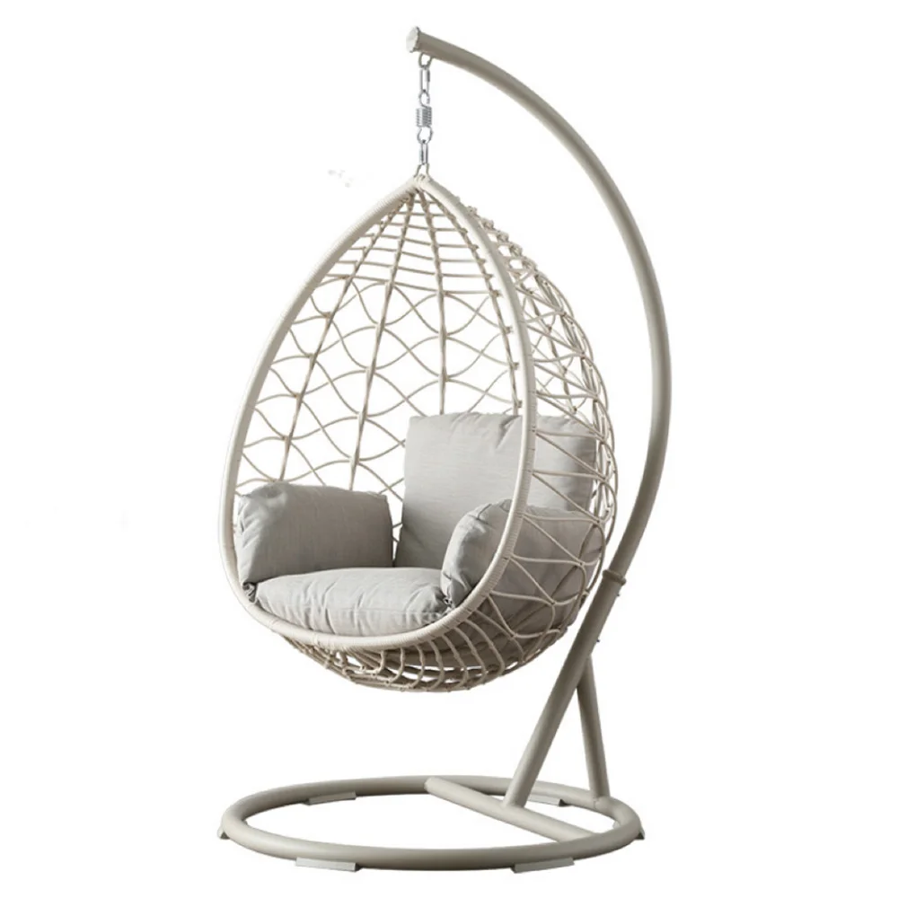 

2026 Hot Sale Oval Hanging Egg Chair Single Cotton and PE Polyester Garden Swing Chair for Exterior Usepromote sales