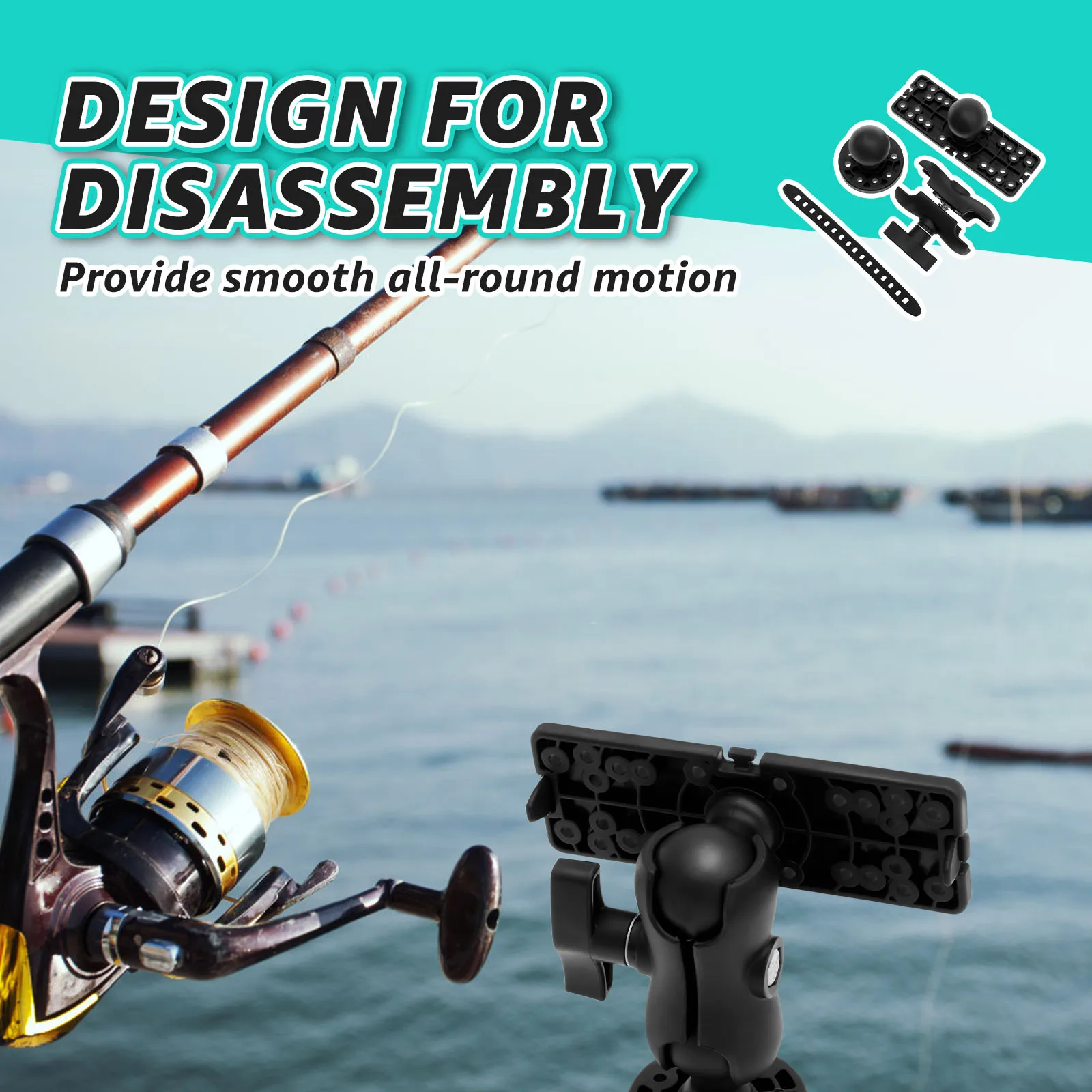 360-Grad-drehbare Fischfinder-Halterung, universelle Kajak-Elektronik-Fischfinder-Halterung, Basis, GPS-Plattenunterstützung für Marine, Boot, Kajak